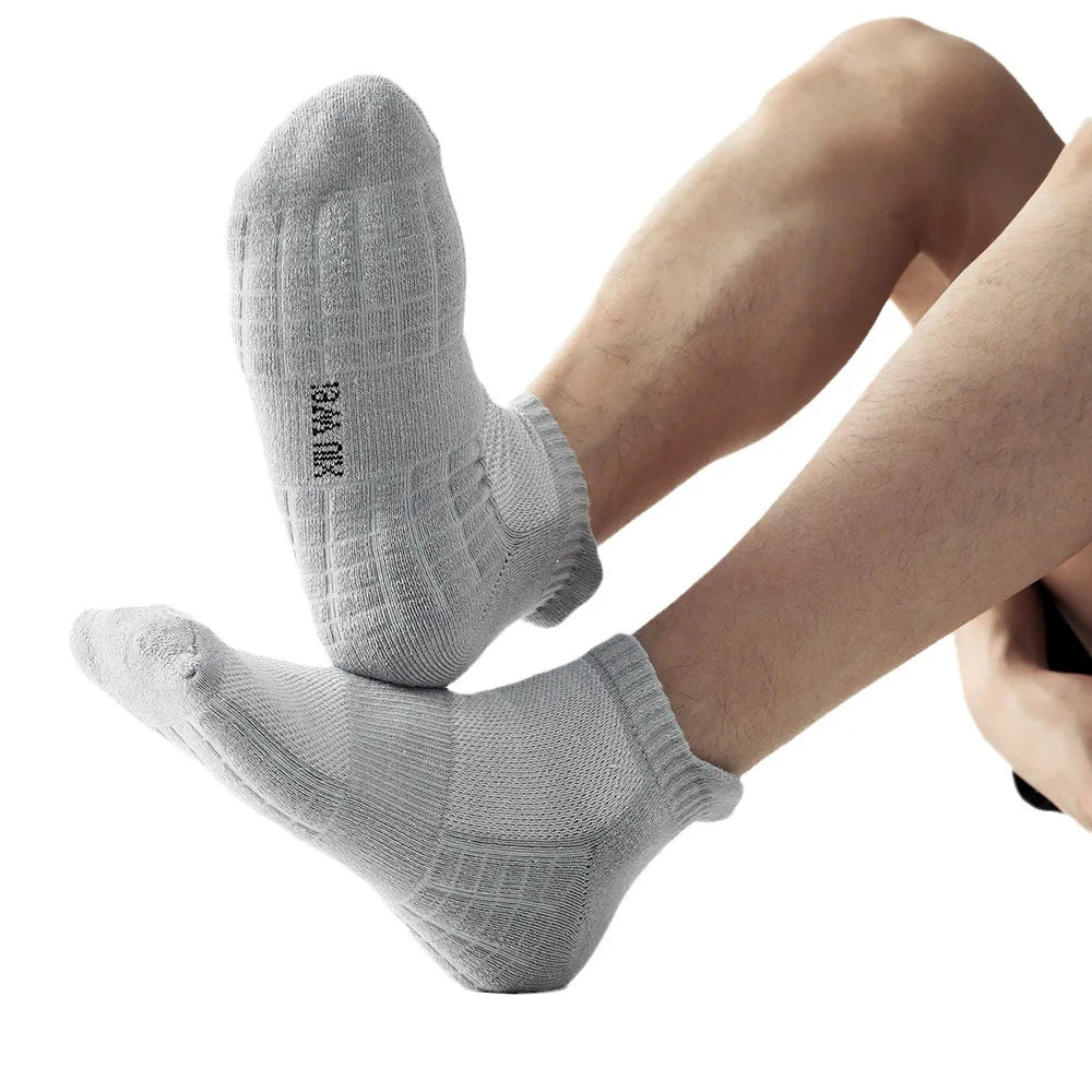 5 Pairs Short Socks Men Sports Running Socks Man Athletic Fitness Comfortable Mesh Casual Breathable Ankle Socks Black EU 38-45