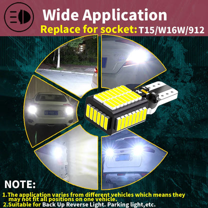 2pcs W16W T15 921 912 LED Canbus Reverse Light Bulbs On Cars White 6000k Back Up Lamp For Opel Astra J Corsa D Insignia A Mokka