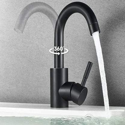 304 Stainless Bathroom Basin Faucet Steel Hot Cold Wash Mixer Crane Tap 360 Rotation Sink Faucets Single Lever Tap For Bathroom