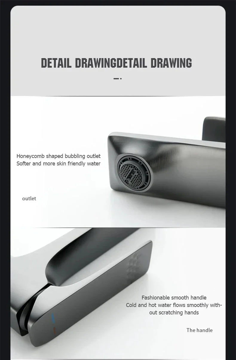 Brass Core Modern Bathroom Sink Faucet Single Handle Deck Mounted Wash Basin Water Tap Hot And Cold Mixer