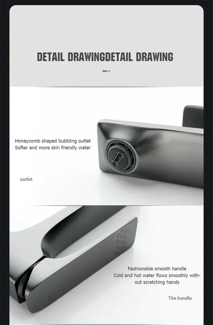 Brass Core Modern Bathroom Sink Faucet Single Handle Deck Mounted Wash Basin Water Tap Hot And Cold Mixer
