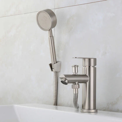 Bathroom Basin Faucet Stainless Steel Single Handle Sink Faucets Cold and Hot Water Mixer Bathtub Tap with Shower Set