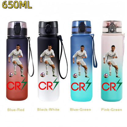 650MLRonaldo Messi Mbappé Sports Water Bottle Bulbasaur Squirtle Drinking Bottles Travel Cycling Hiking Exercise Gym Jugs