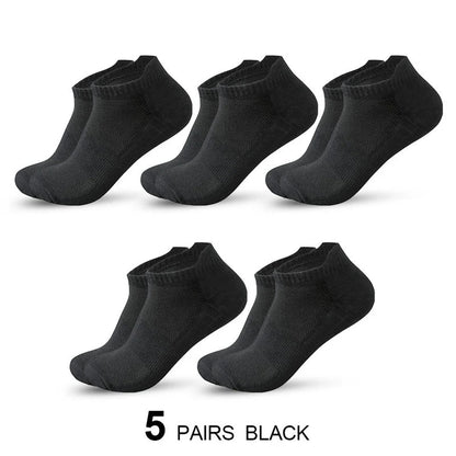 5 Pairs Short Socks Men Sports Running Socks Man Athletic Fitness Comfortable Mesh Casual Breathable Ankle Socks Black EU 38-45