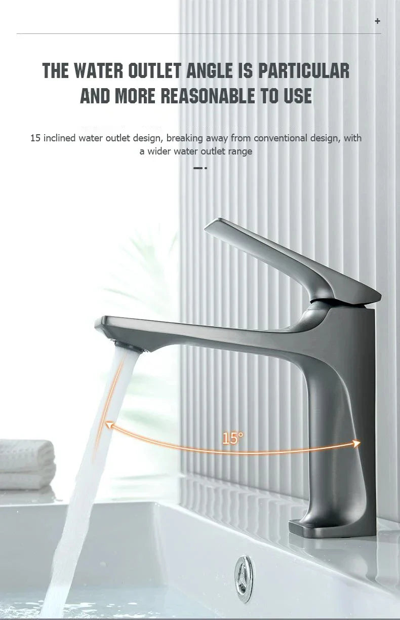 Brass Core Modern Bathroom Sink Faucet Single Handle Deck Mounted Wash Basin Water Tap Hot And Cold Mixer