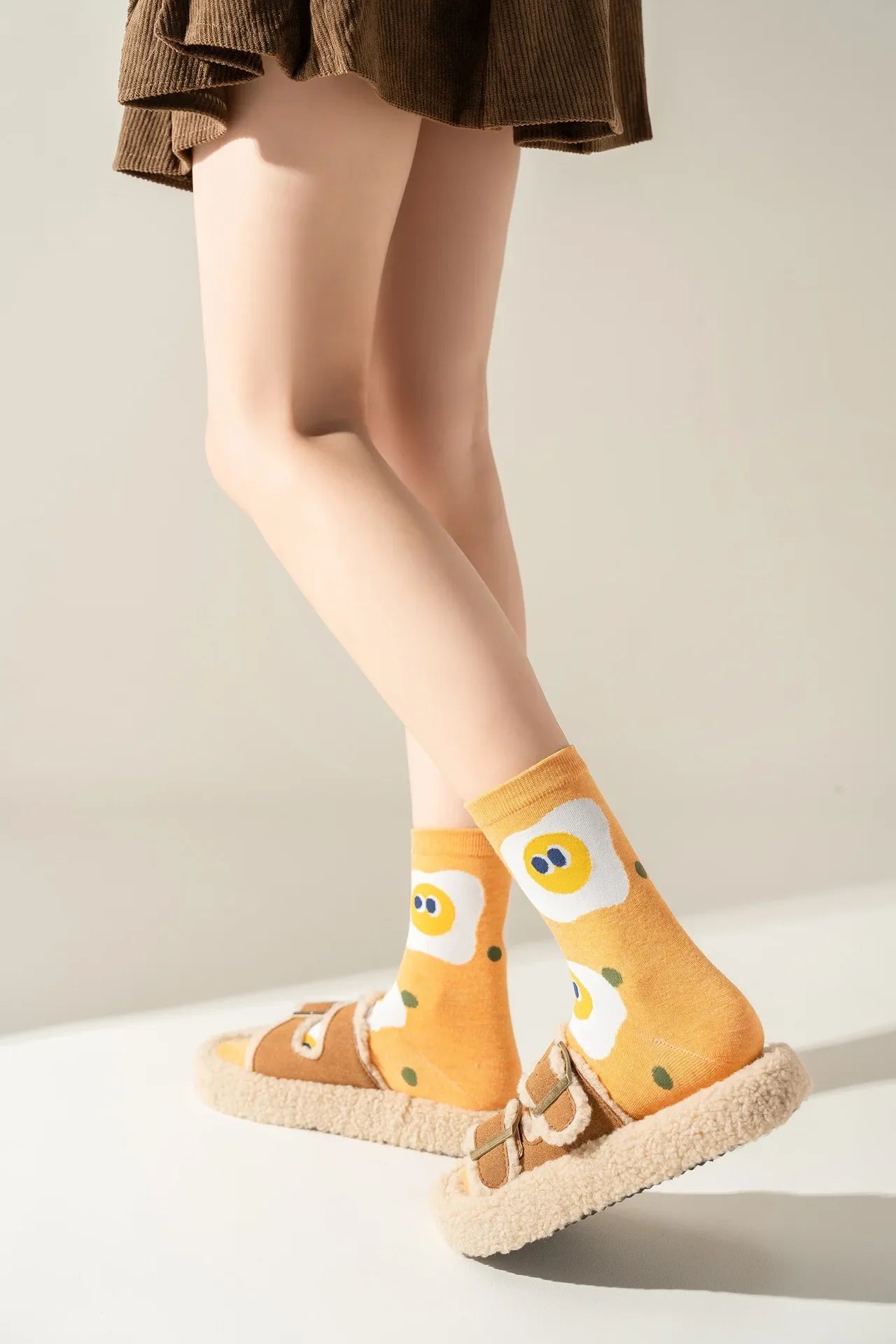 1/5 Pairs Burger Fries Fried Egg Donut Cute Cartoon Anime Breathable Fashion Mid-Calf Socks Unisex