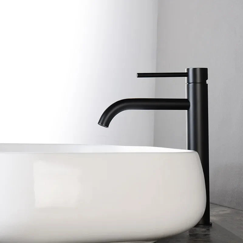 Brushed Gold Bathroom Basin Faucet Cold And Hot Mixer Water Tap Deck Mounted Single Hole & Handle Tall Style Brushed Rose Gold