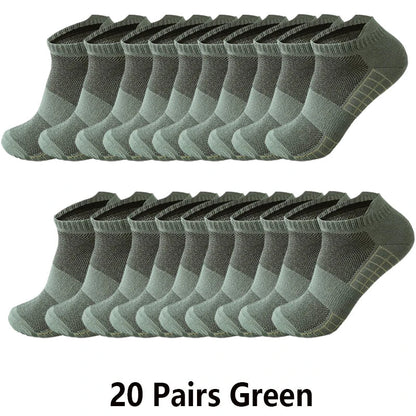 10/20 Pairs Ankle Socks Men Women Mesh Breathable Cotton Couple Student Ear thletic Sports Running Solid Color Boat Socks Summer