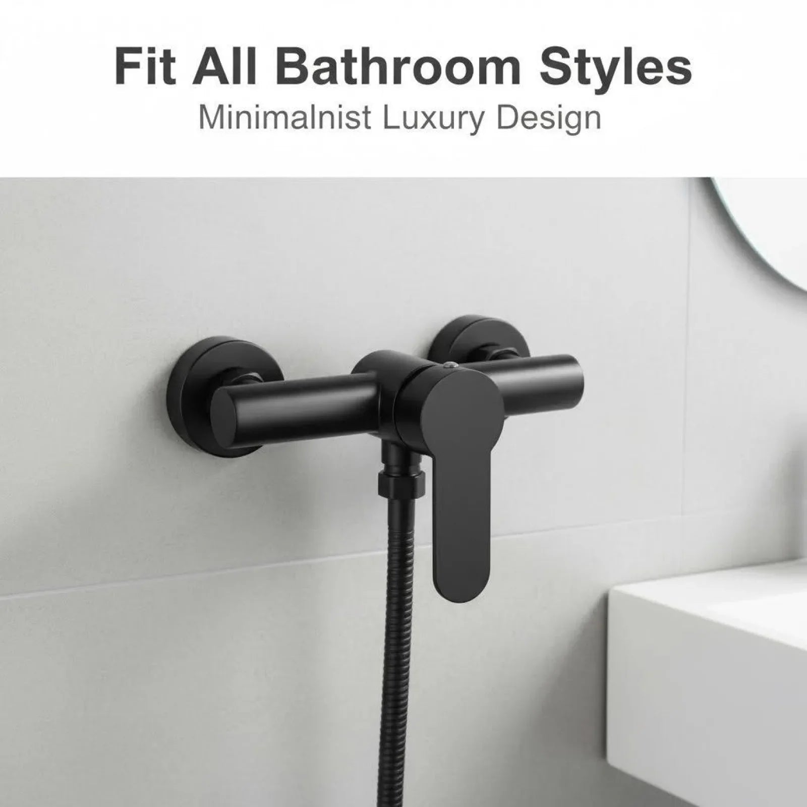 304 Stainless Steel Bathroom Shower Faucet Wall Mounted Triple Tub Faucet Hot and Cold Water Mixing Valve Faucet with G1/2 Inch