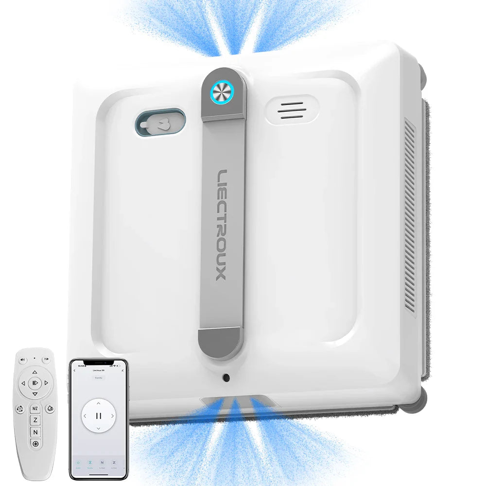 2026 Robot Window Vacuum Cleaner Liectroux S9, 9000Pa,2 Roller Brush,6-Way Water Spray,APP Control,Smart Glass Wall Cleaning