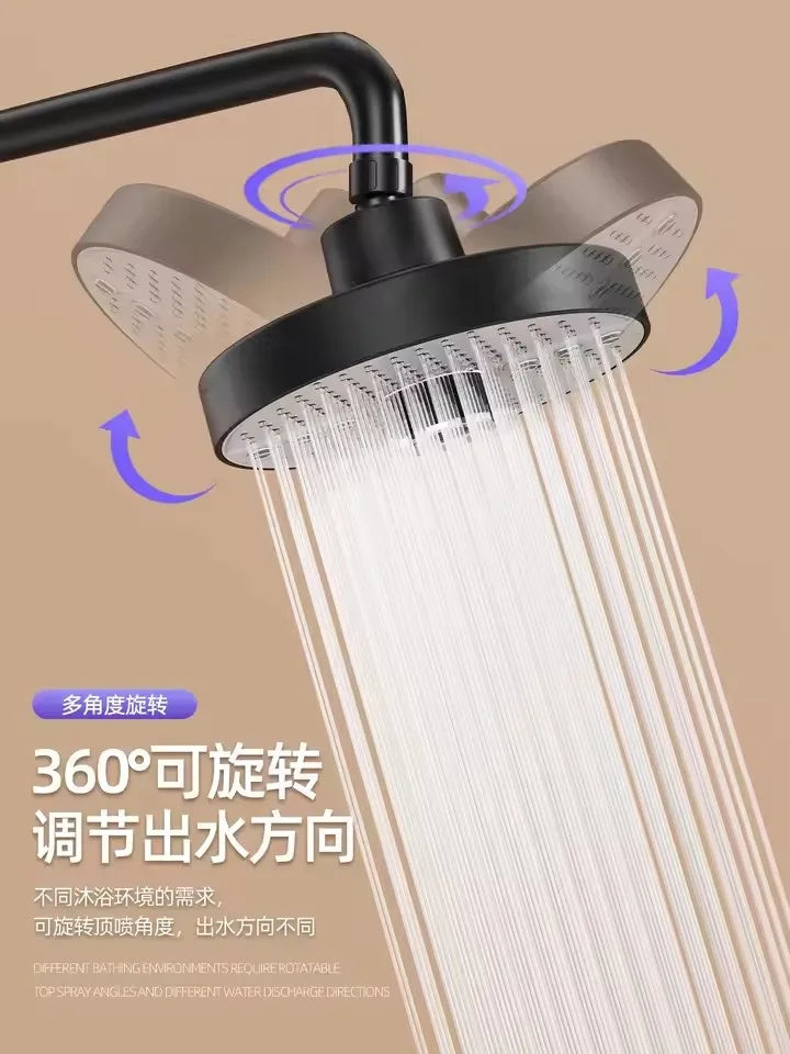2025 New 5 Modes Large Flow Rainfall Shower Head Supercharge Shower High Pressure Top Spray Rain Showerhead Bathroom Accessories