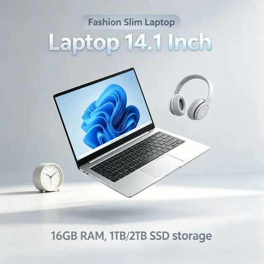 Compact 14.1 Inch Laptop Intel 6500Y Fashion Slim Body Big Storage For Household Office Tasks