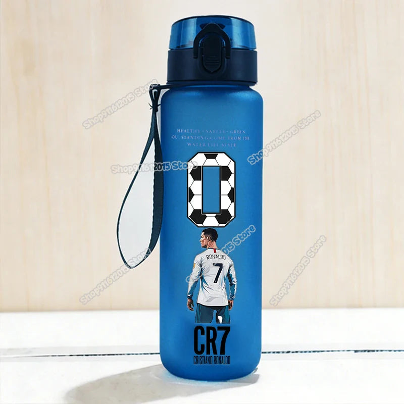650ml CR7 Ronaldo Water Bottle Soccer Star Letter A-Z Children Outdoor Drink Bottle School Kids Straw Cup Boy Girl Sport Jugs