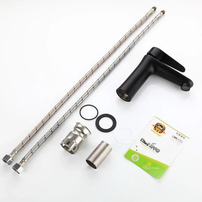 Bathroom Basin Faucet Cold & Hot Water Mixer Sink Tap Black Single Handle High Quality Kitchen Bathroom Accessory