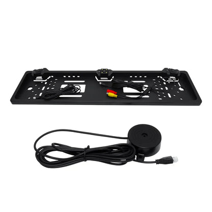 Car Camera 3in1  Parking Sensor European License Plate Frame Backup 4 LED Waterproof  Rear View Reversing Radar System