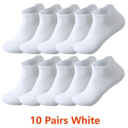 10/20 Pairs Ankle Socks Men Women Mesh Breathable Cotton Couple Student Ear thletic Sports Running Solid Color Boat Socks Summer