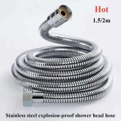 1.5/2M Stainless Steel Black/Silver Hose Extended Tube Bathroom Shower Water Pipe Drawer Bathroom Accessories Pipes