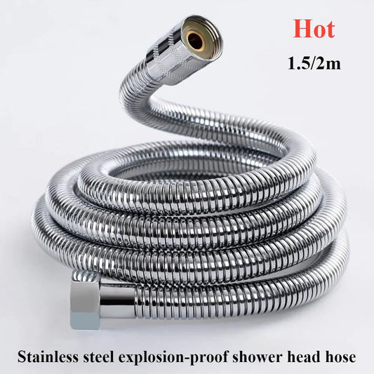 1.5/2M Stainless Steel Black/Silver Hose Extended Tube Bathroom Shower Water Pipe Drawer Bathroom Accessories Pipes