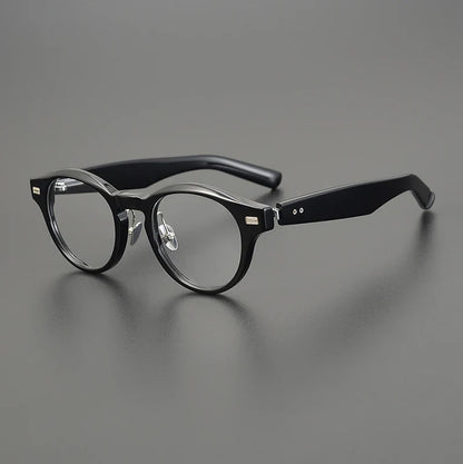 Classic Retro Round Glasses Frame Men Top Quality Acetate Trendy Eyeglasses for Women Handmade Vintage Thick Frame Eyewear