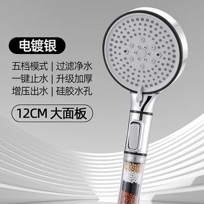 5 Modes High Pressure Shower Head Anti Limestone Filter Hygienic Remove Calcario Shower with Holder and Hose Bath Accessories