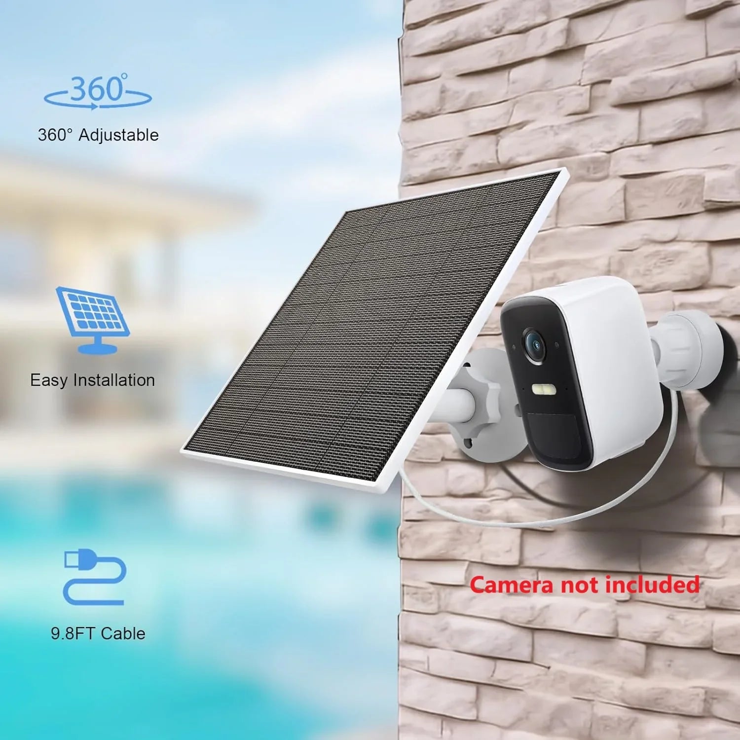 10W 5V Solar Battery Charger For Security Camera Portable Solar Power Panel With Micro USB Type-C Output Solar Panel Charger Kit