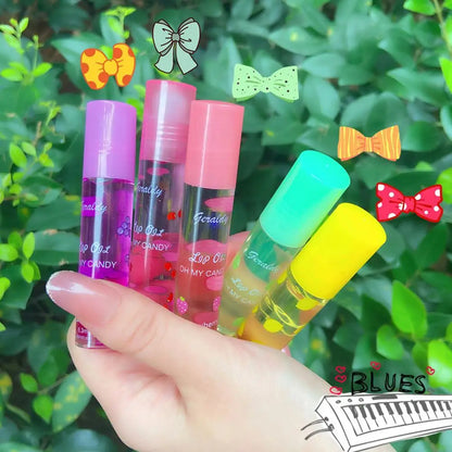 1pcs Lip Hydrating Roll-on Fruit Essence Lip Balm Lip Oil Moisturizing Mirror Lip Gloss Transparent Lipstick Primer Makeup