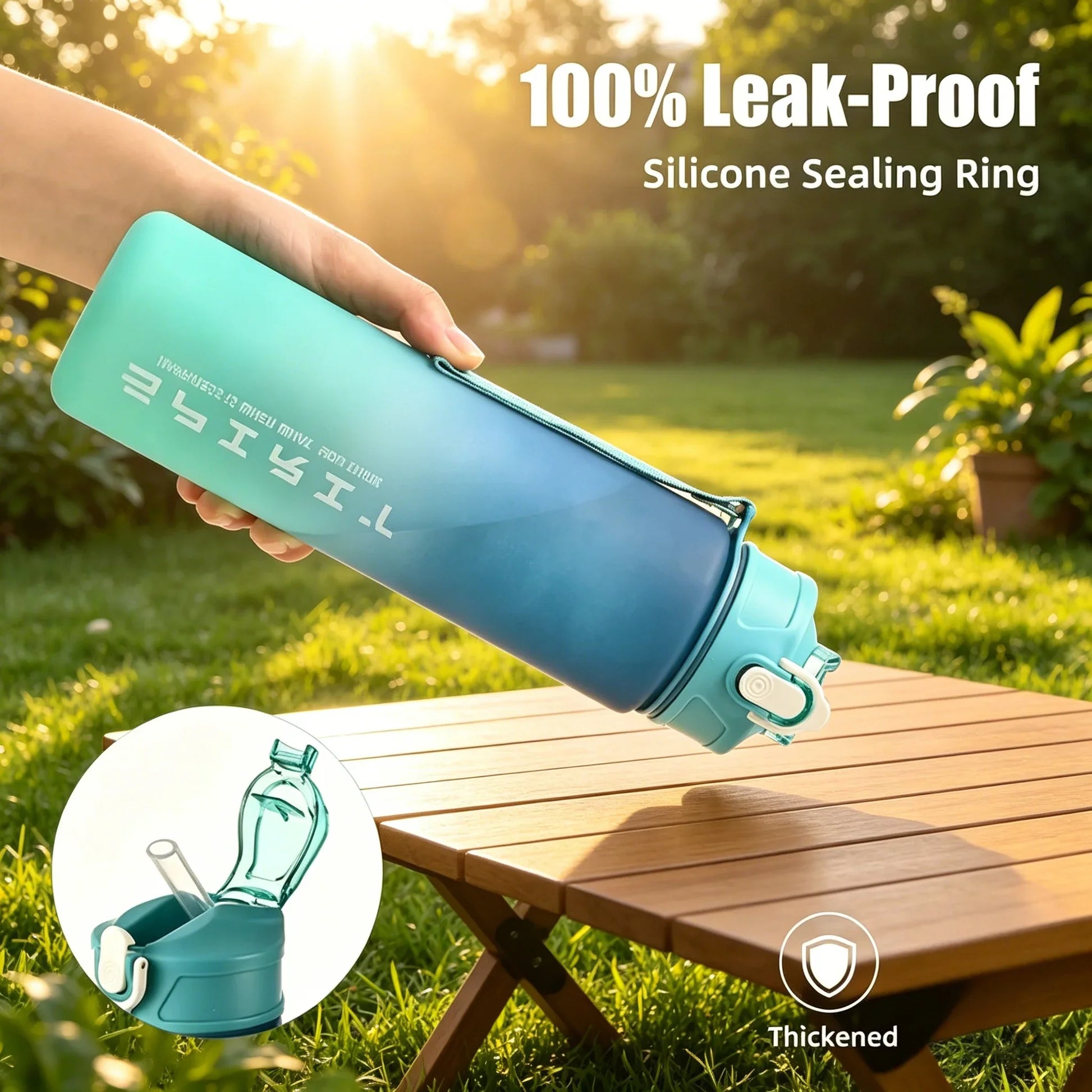 750ML Large Capacity Sports Water Bottle Leak Proof Colorful Plastic Cup Drinking Outdoor Travel Portable Gym Fitness Jugs