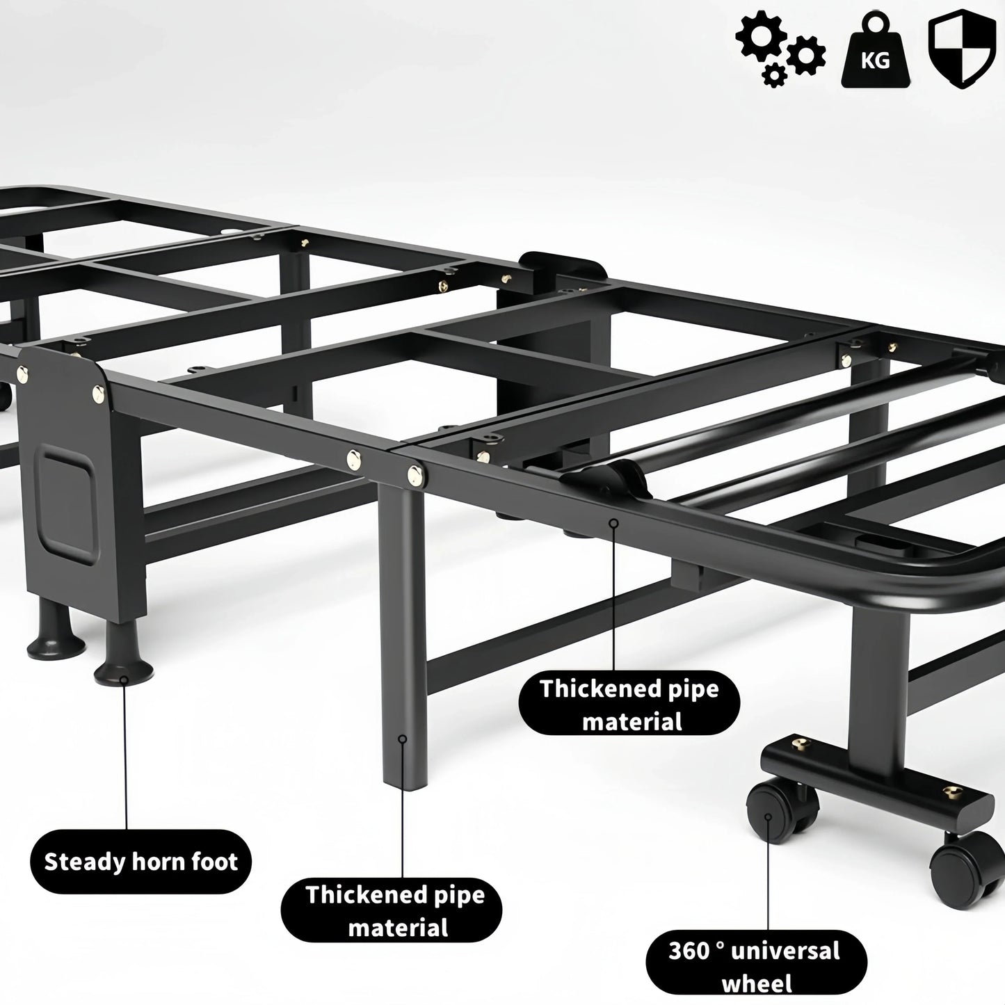 1 Dust Cover for a Folding Bed or 1 Folding Bed, Multifunctional Tech Fabric with High-Density Foam Mattress, Compact Storage Space, Single Bed, Folds into a Quarter, Easy to Assemble, with Wheels, Lightweight, Portable Iron