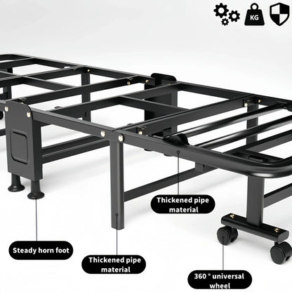 1 Dust Cover for a Folding Bed or 1 Folding Bed, Multifunctional Tech Fabric with High-Density Foam Mattress, Compact Storage Space, Single Bed, Folds into a Quarter, Easy to Assemble, with Wheels, Lightweight, Portable Iron