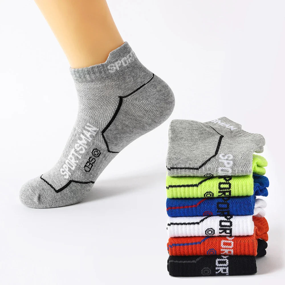 6 Pairs/Lot Spring Summer Men's Sports Running Socks Protective Ankle Socks Thin Breathable Deodorant Fitness Short Socks 38-44