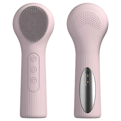 B15C Waterproof Electric Facial Cleansing Brush, 2-In-1 Silicone Face Scrubber Featuring Heat Massage Function For Women