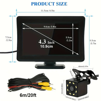 Car Monitor Camera 4.3-inch Display HD Reversing Rearview Camera Car Reversing Kit For Car Pickup Universal
