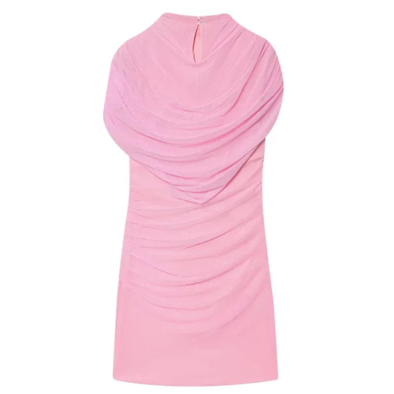 Chic Sequin Solid Dress Women Sexy O-neck Sleeveless Pleated Waist-cinched Empire Dresses Elegant Party Spring Lady Gown 2026