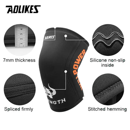 AOLIKES 7mm Compression Knee Sleeves for Weightlifting Support, Powerlifting Strength, Heavy Squats, Cross Training, Gym Fitness