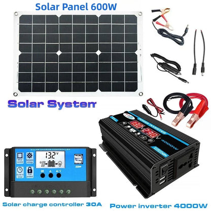 12V to 110V/220V Solar Panel System 12V Solar Panel Battery Charge Controller 4000W Solar Inverter Kit Complete Power Generation