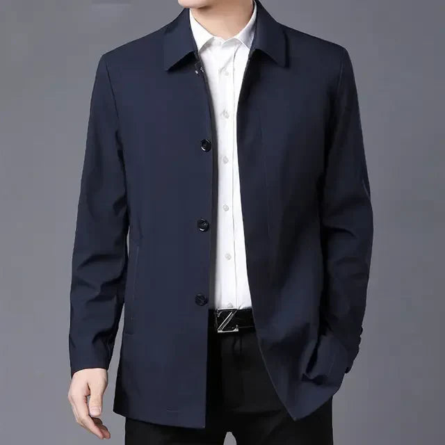 Casual Business Lapel Windbreak Jackets Men Coats New Brand Top Quality Spring Men's Trench Coat Solid Color Mid-length Jacket