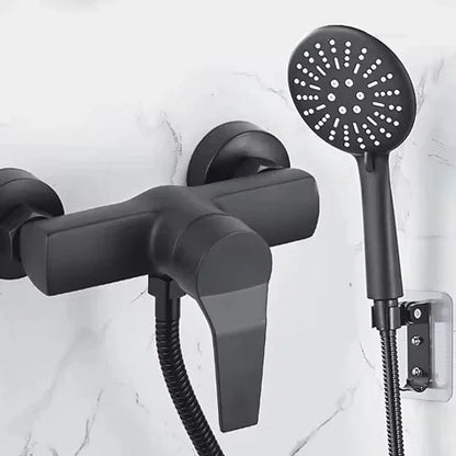 Black Wall-Mounted Shower Mixer Faucet - Single Handle Hot/Cold Water Control Valve for Household Bathroom Accessories