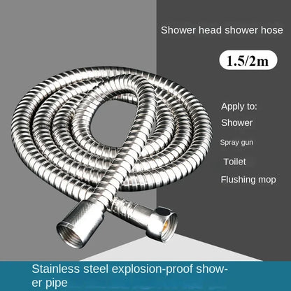 1.5/2M Stainless Steel Black/Silver Hose Extended Tube Bathroom Shower Water Pipe Drawer Bathroom Accessories Pipes