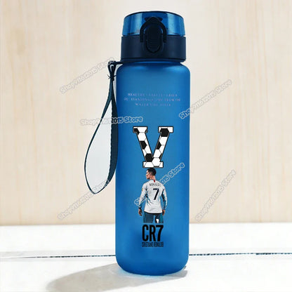650ml CR7 Ronaldo Water Bottle Soccer Star Letter A-Z Children Outdoor Drink Bottle School Kids Straw Cup Boy Girl Sport Jugs