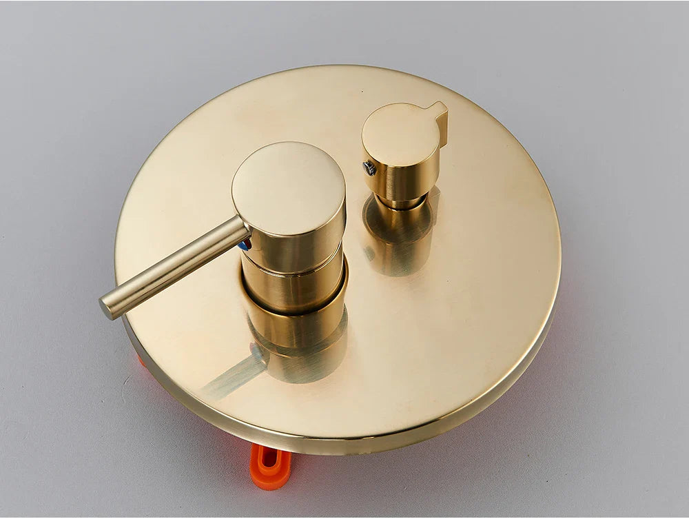 Brushed Gold Shower Faucet Embedded In 2 Ways Shower Mixers Wall Mounted Rainfall Bathroom Shower Tap Stainless Steel Head