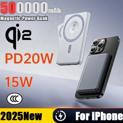 50000mAh Magnetic Power Bank PD20W Super Fast Charging Large Capacity Wireless External Battery for iPhone Huawei Watch