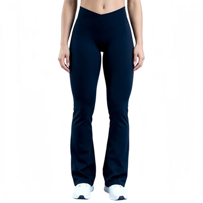 Crossover Waist Flare Leggings Women Seamless Bell Bottom Yoga Pants Butt Lifting Tummy Control Gym Fitness Flared Leggings