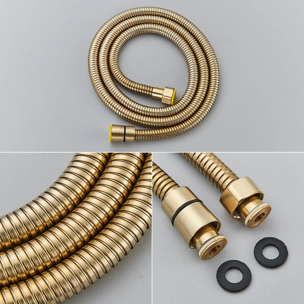 Brushed Gold Shower Faucet Embedded In 2 Ways Shower Mixers Wall Mounted Rainfall Bathroom Shower Tap Stainless Steel Head