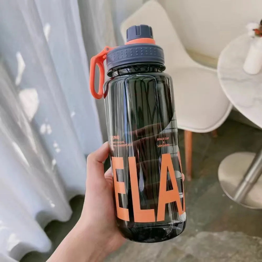 0.6L/0.8L/1L Large Capacity Water Bottles Leak Proof Lightweight Clear Drink Bottle with Handle Strap Plastic Sports Shaker Cup