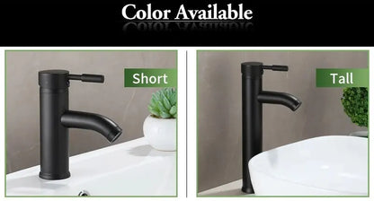 Black Minimalist Style Bathroom Faucet Hot Cold Water Sink Mixer Tap Stainless Steel Basin Faucets