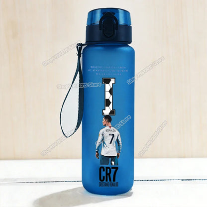 650ml CR7 Ronaldo Water Bottle Soccer Star Letter A-Z Children Outdoor Drink Bottle School Kids Straw Cup Boy Girl Sport Jugs