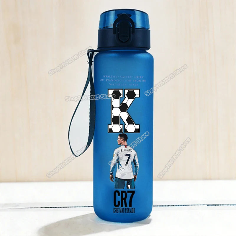 650ml CR7 Ronaldo Water Bottle Soccer Star Letter A-Z Children Outdoor Drink Bottle School Kids Straw Cup Boy Girl Sport Jugs