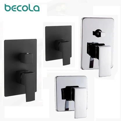 BECOLA Solid Brass Polished Chrome Or Black Single Handle 1-3 Way Wall Mount Bathroom Shower Mixer Control Valve