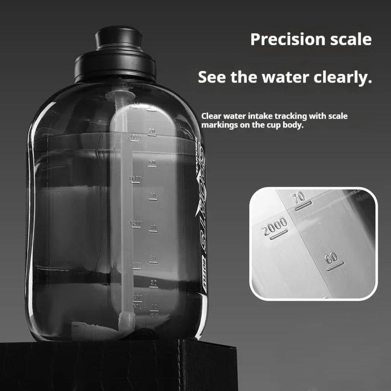 1.8L/2.8L Large Capacity Sport Water Bottle Men's Fitn Cup with Straw Portable Outdoor Big Belly Cup Durable Water Jug for Men