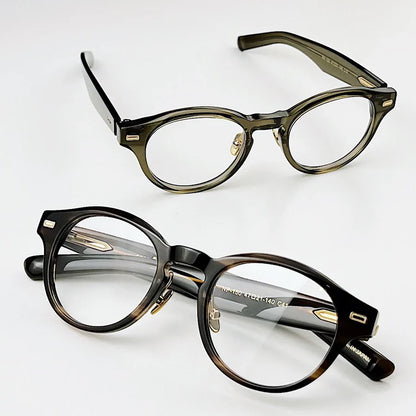 Classic Retro Round Glasses Frame Men Top Quality Acetate Trendy Eyeglasses for Women Handmade Vintage Thick Frame Eyewear